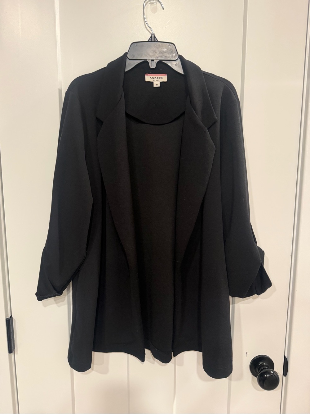 ANDREE BY UNIT Black Open-Front Draped Blazer Women’s Size Medium